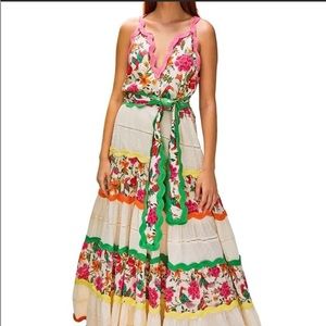 FARM RIO Toucans Garden Belted Maxi Dress